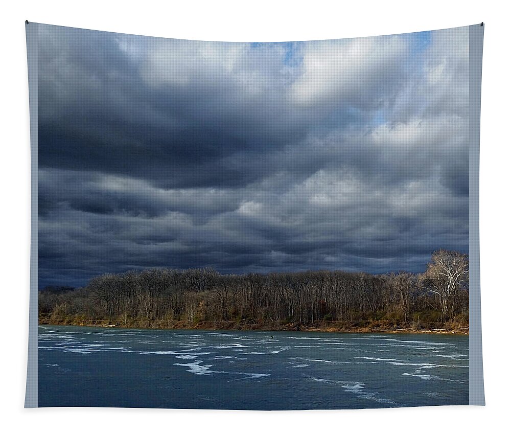 Weather Tapestry featuring the mixed media Dramatic River by Ally White