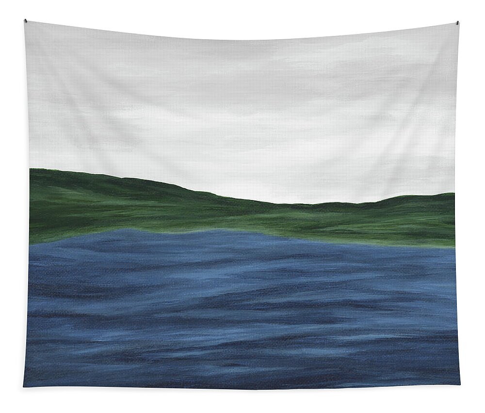 Navy Blue Tapestry featuring the painting Dream Lake by Rachel Elise