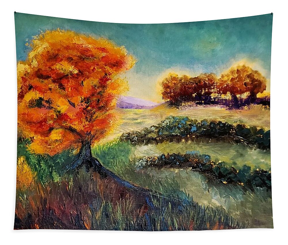  Landscape Tapestry featuring the painting Dreaming in Color by Kim Shuckhart Gunns