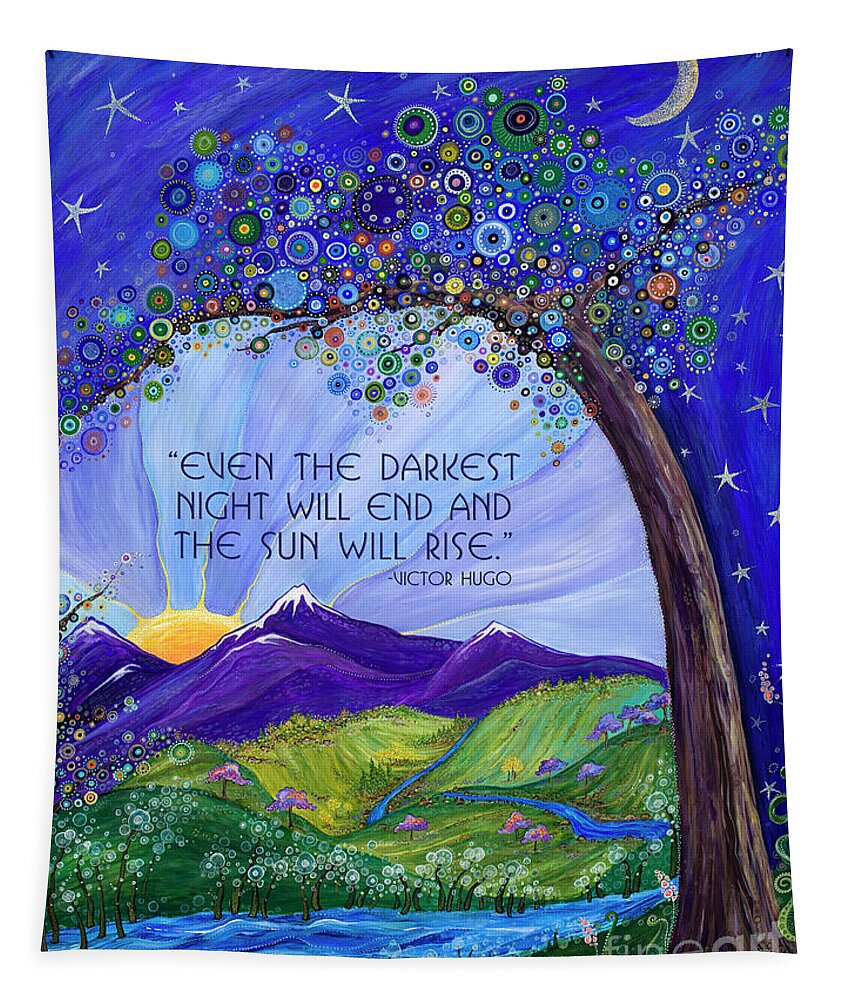 Dreaming Tree Tapestry featuring the digital art Dreaming Tree with Quote by Tanielle Childers