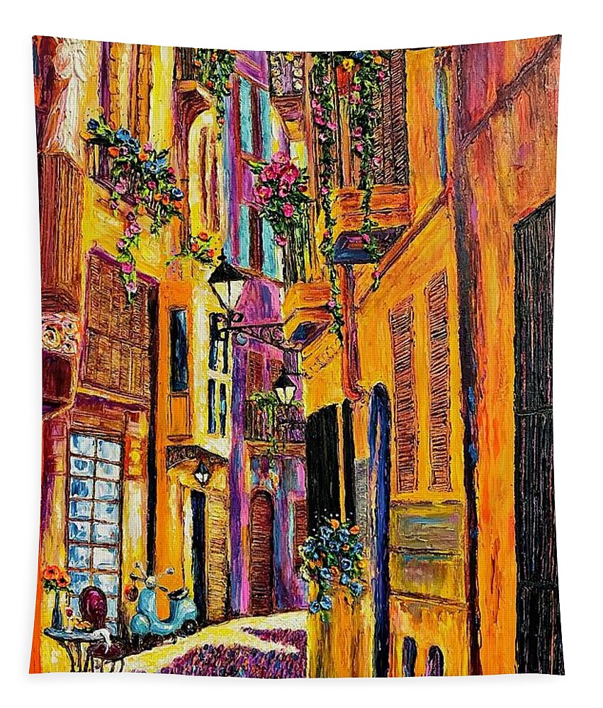 Palma De Mallorca Tapestry featuring the painting Dreams of Palma De Mallorca by Paris Wyatt Llanso
