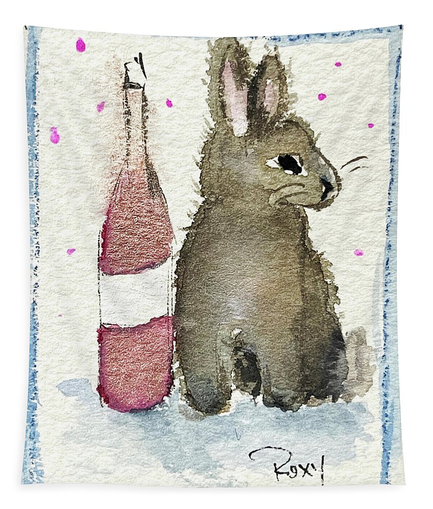 Bunny Tapestry featuring the painting Drunk Bunny 1 by Roxy Rich
