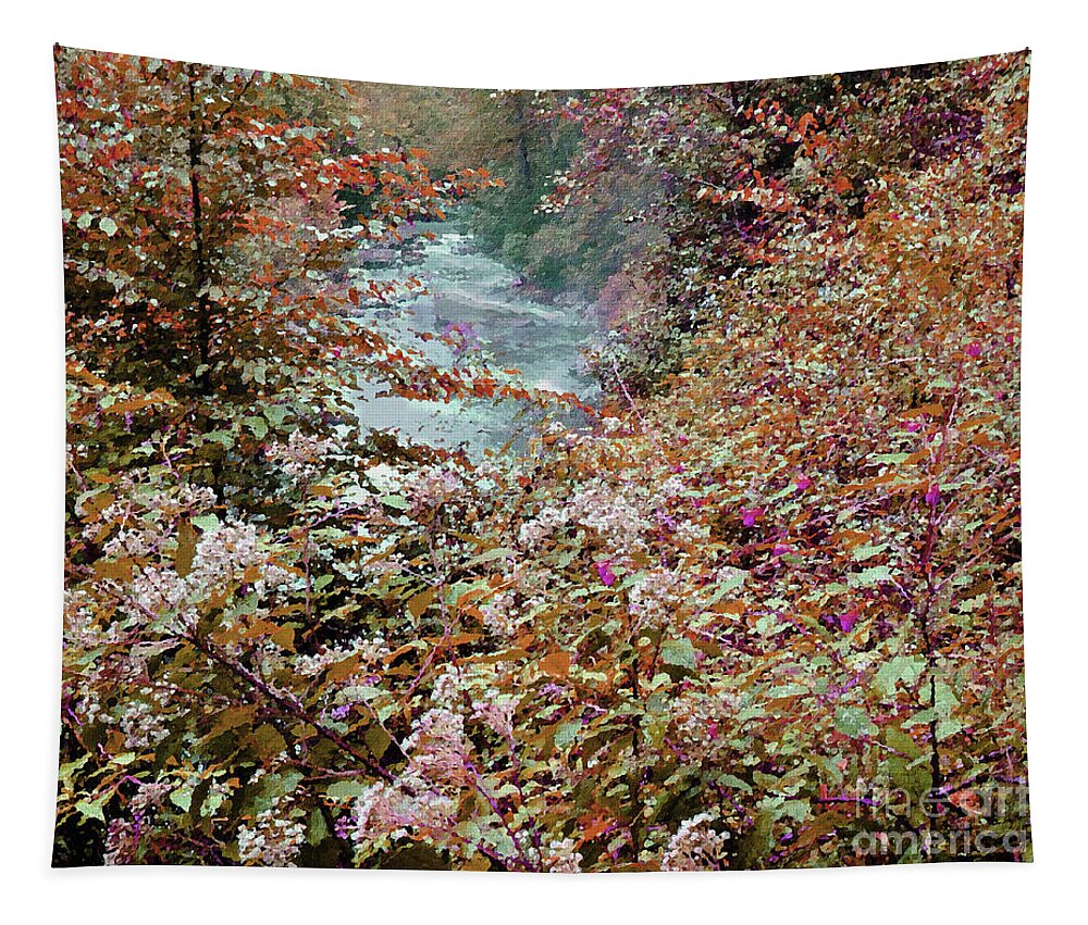 Landscape Tapestry featuring the mixed media Dry Falls Autumn by Sharon Williams Eng