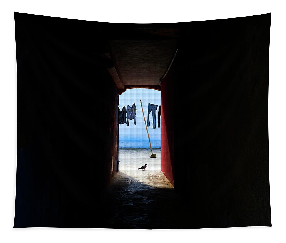 Fine Art Photo Tapestry featuring the photograph Dsc09163x_Clothes hanging in Venice by Marco Missiaja