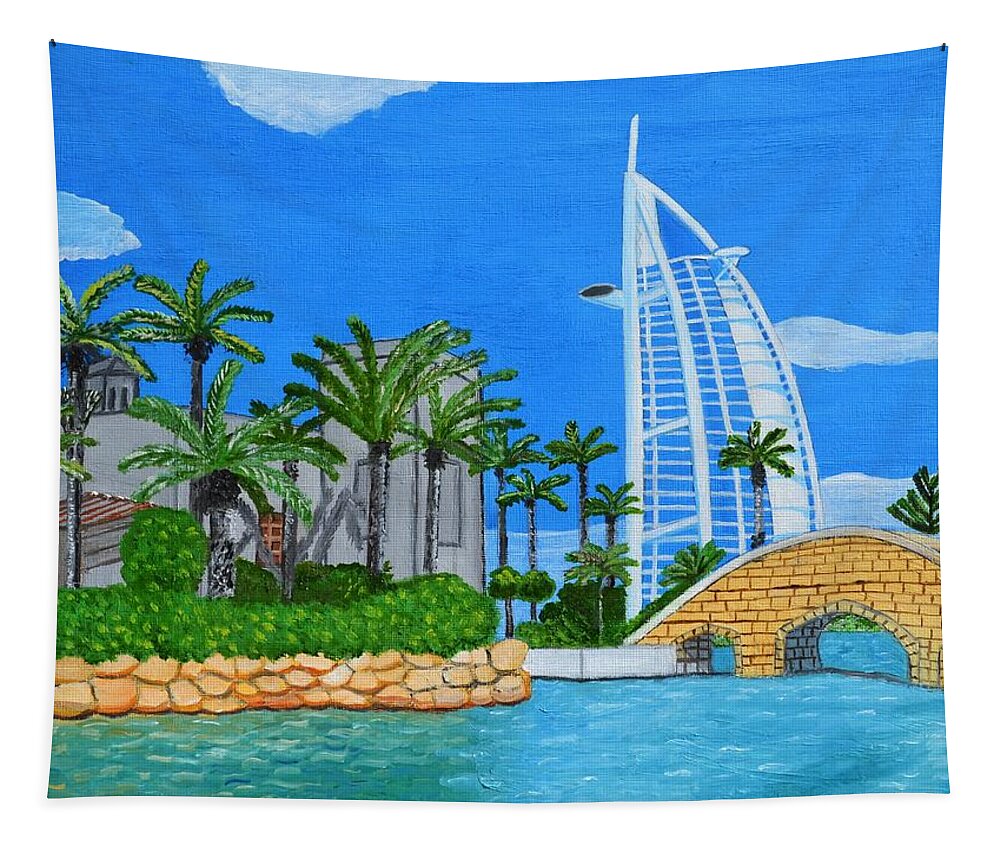 Dubai Tapestry featuring the painting Dubai by Magdalena Frohnsdorff