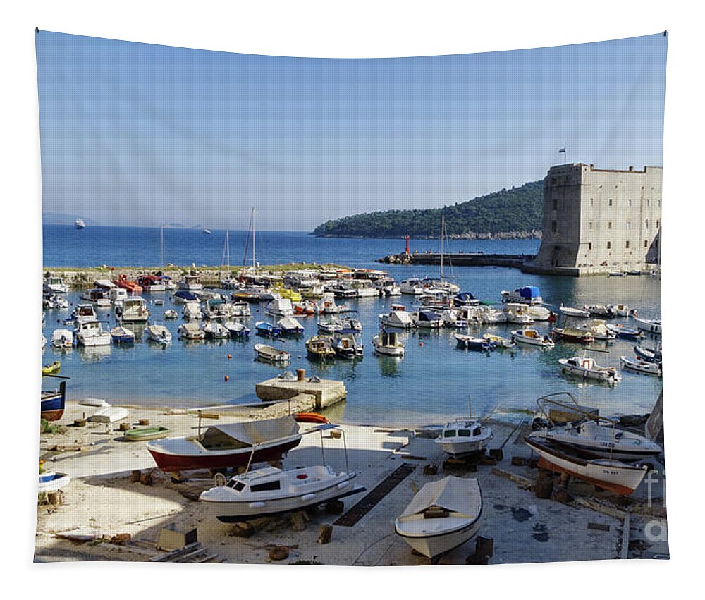 Wall Tapestry featuring the photograph Dubrovnik Sunny Port by Lidija Ivanek - SiLa