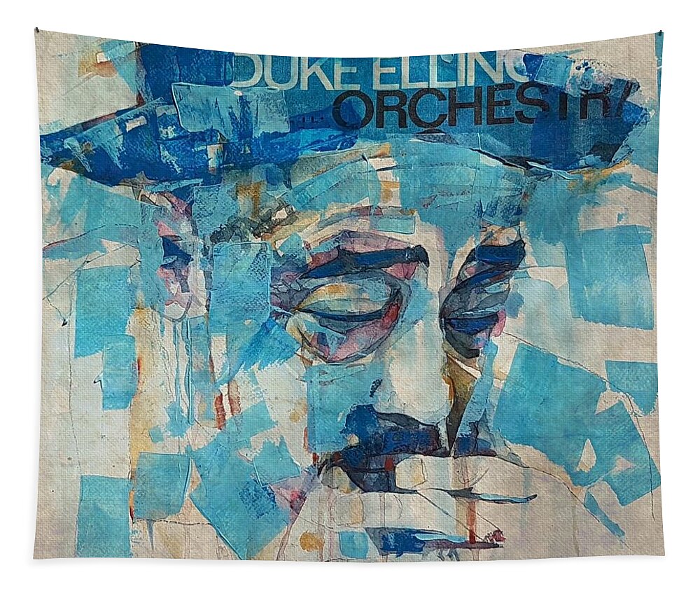 Duke Ellington Art Tapestry featuring the mixed media Duke Ellington - Retro by Paul Lovering