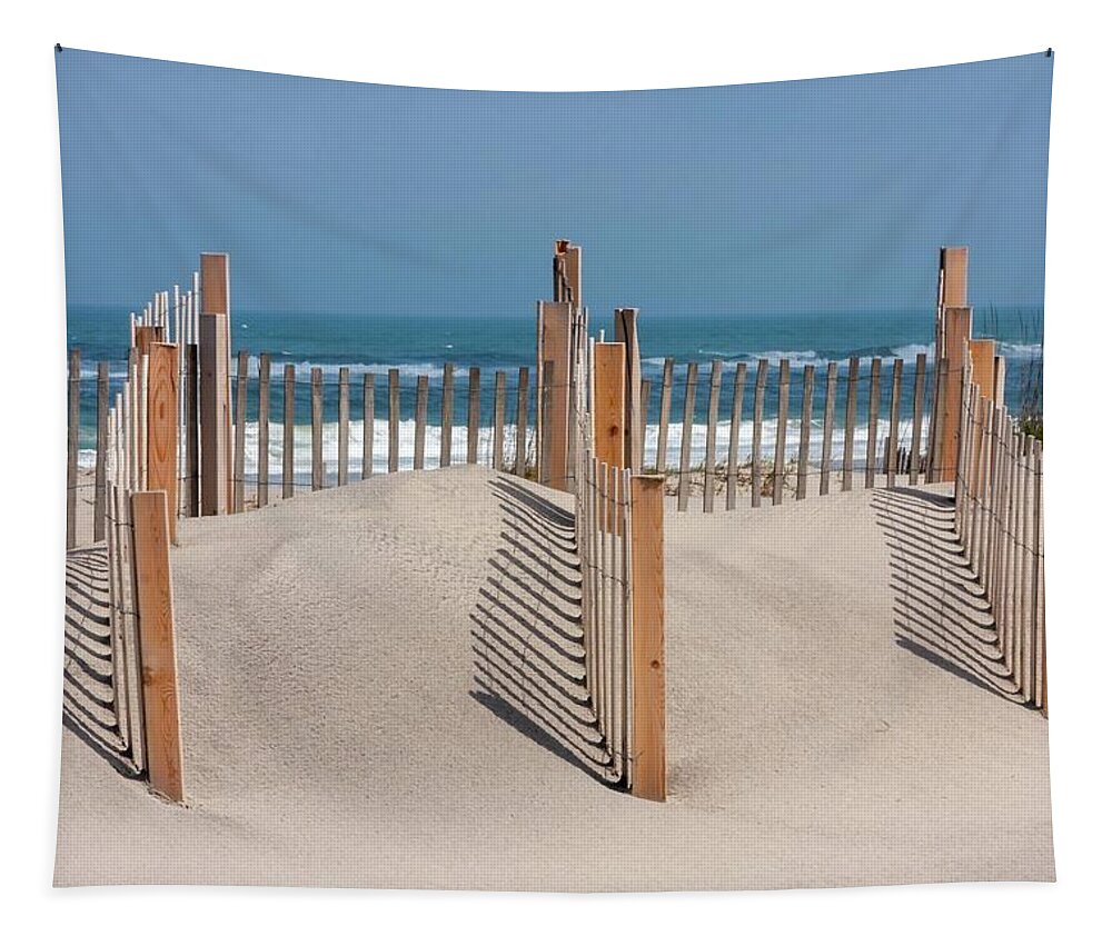 Dunes Tapestry featuring the photograph Dune Fence Landscape by Liza Eckardt