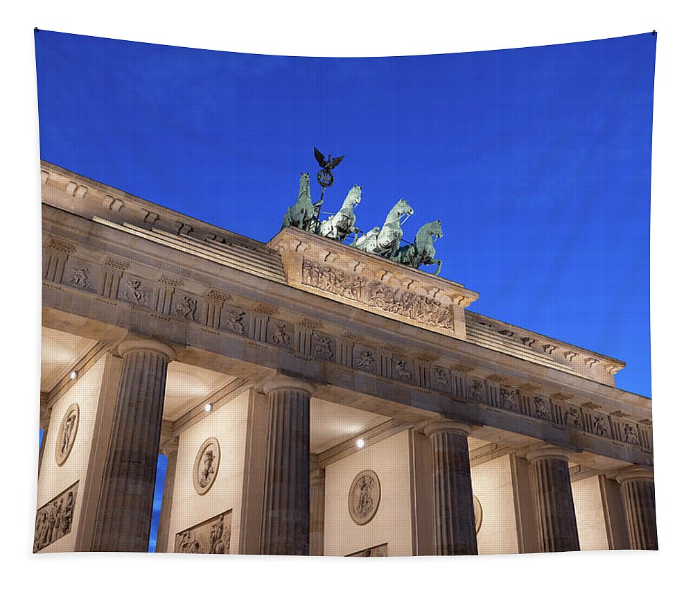 Berlin Tapestry featuring the photograph Dusk At Brandenburg Gate In Berlin by Artur Bogacki