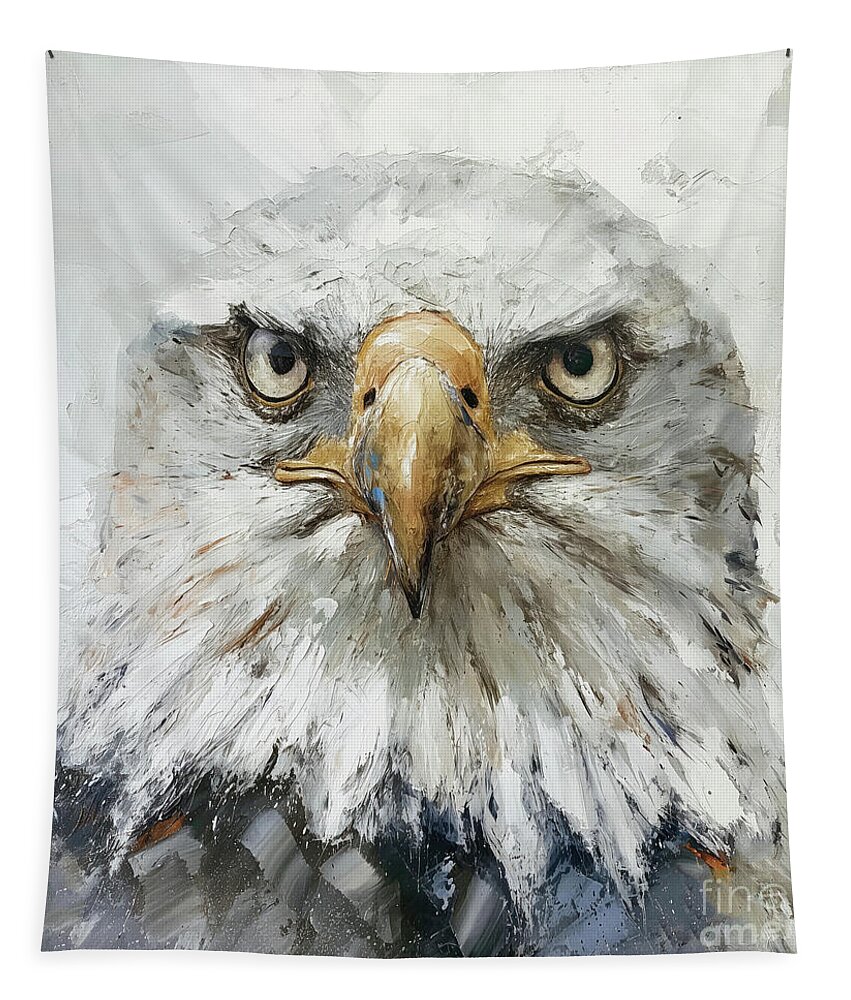 American Bald Eagle Tapestry featuring the painting Eagle Stare by Tina LeCour