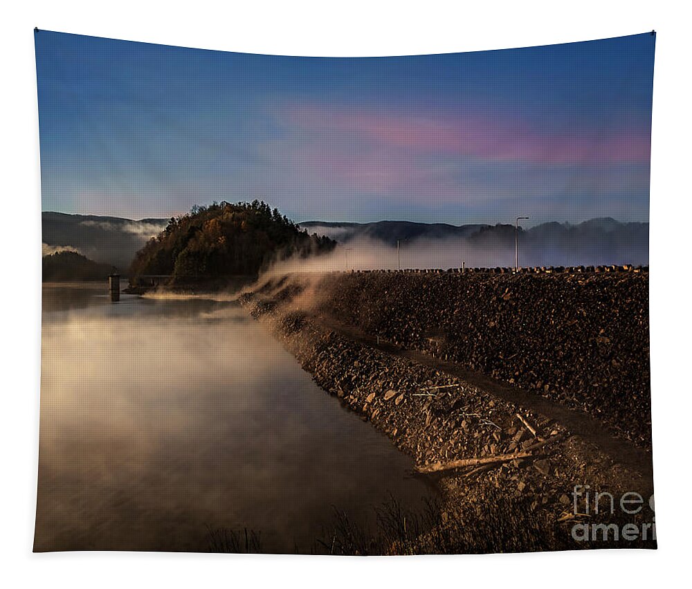 Morning Tapestry featuring the photograph Early Morning Fog on South Holston by Shelia Hunt
