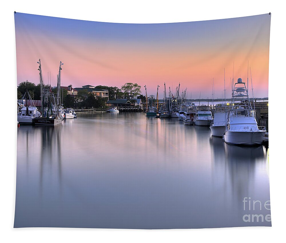 Shem Creek Tapestry featuring the photograph Early Morning Light on Shem Creek by Shelia Hunt