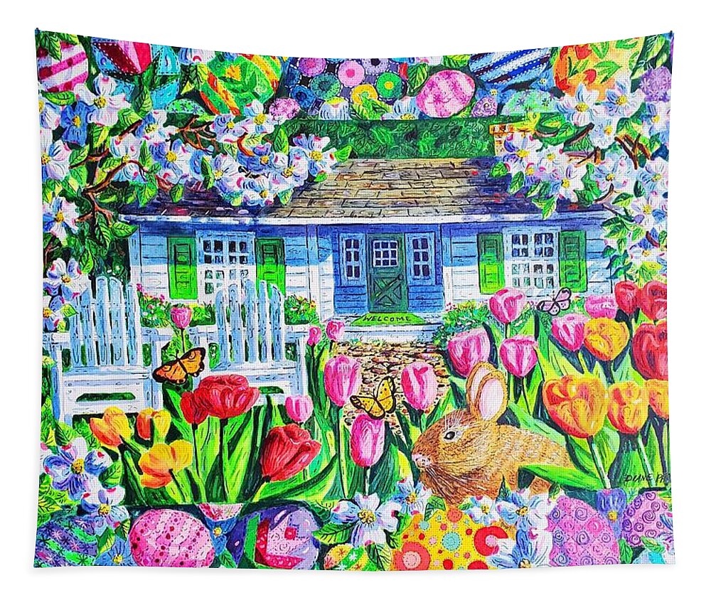 Easter Tapestry featuring the painting Easter Garden by Diane Phalen