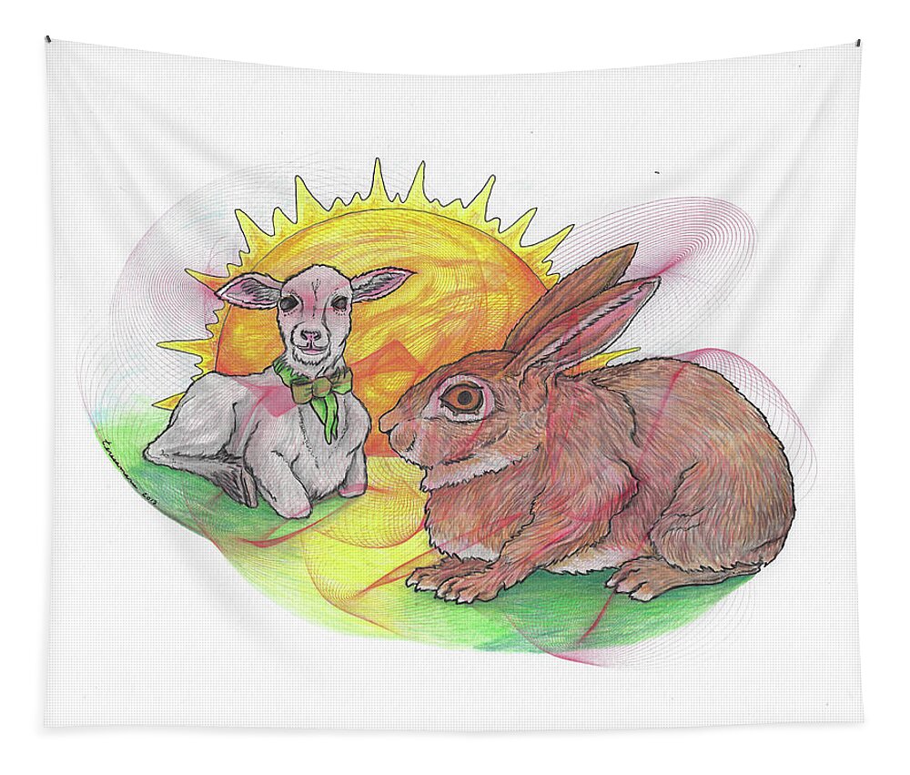Easter Tapestry featuring the drawing Easter Morning by Teresamarie Yawn