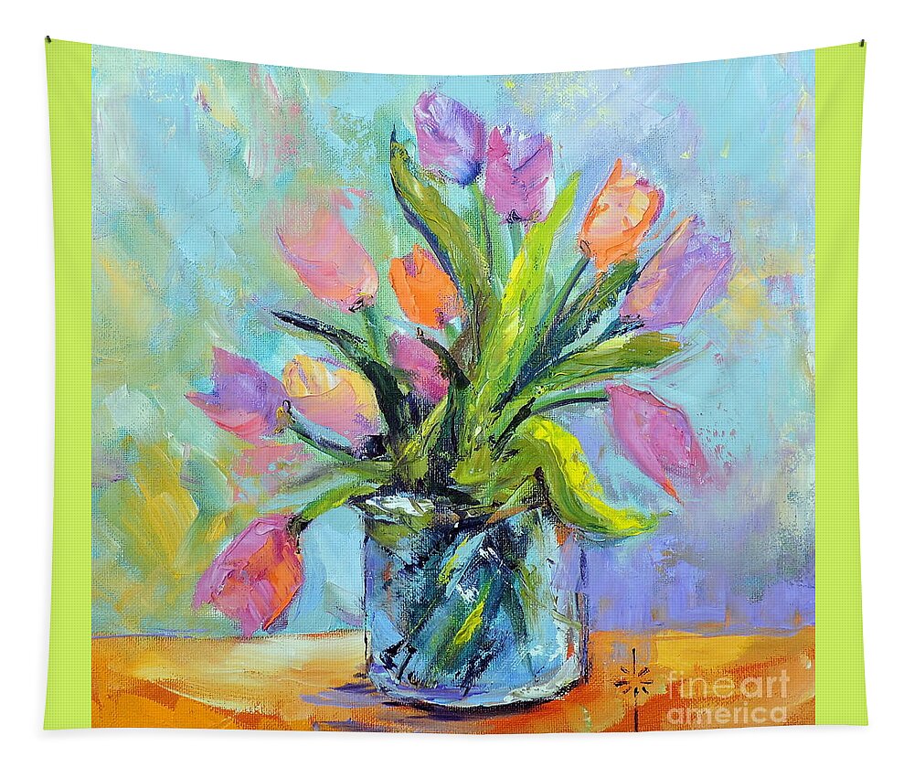 Tulips Tapestry featuring the painting Easter Tulips by Jodie Marie Anne Richardson Traugott     aka jm-ART