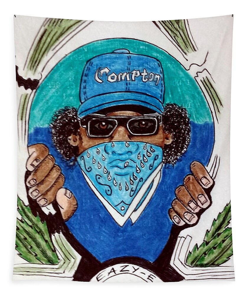 Black Art Tapestry featuring the drawing Eazy-E by Joedee
