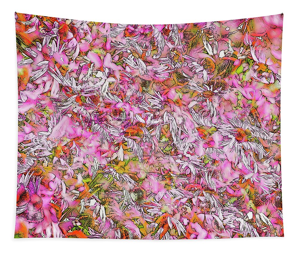 Abstract Tapestry featuring the digital art Echinacea Purpurea by Frans Blok