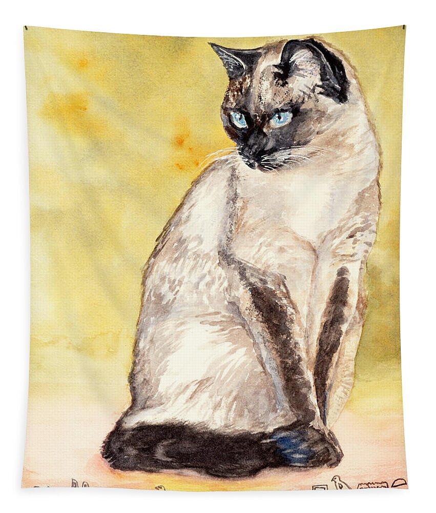Siamese Cat Tapestry featuring the painting Eddie by Barbara F Johnson
