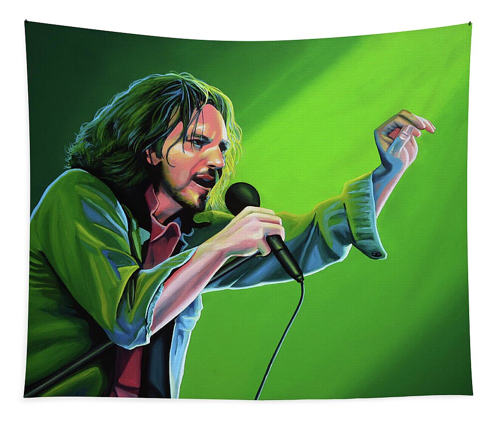 Eddie Vedder Tapestry featuring the painting Eddie Vedder Painting by Paul Meijering