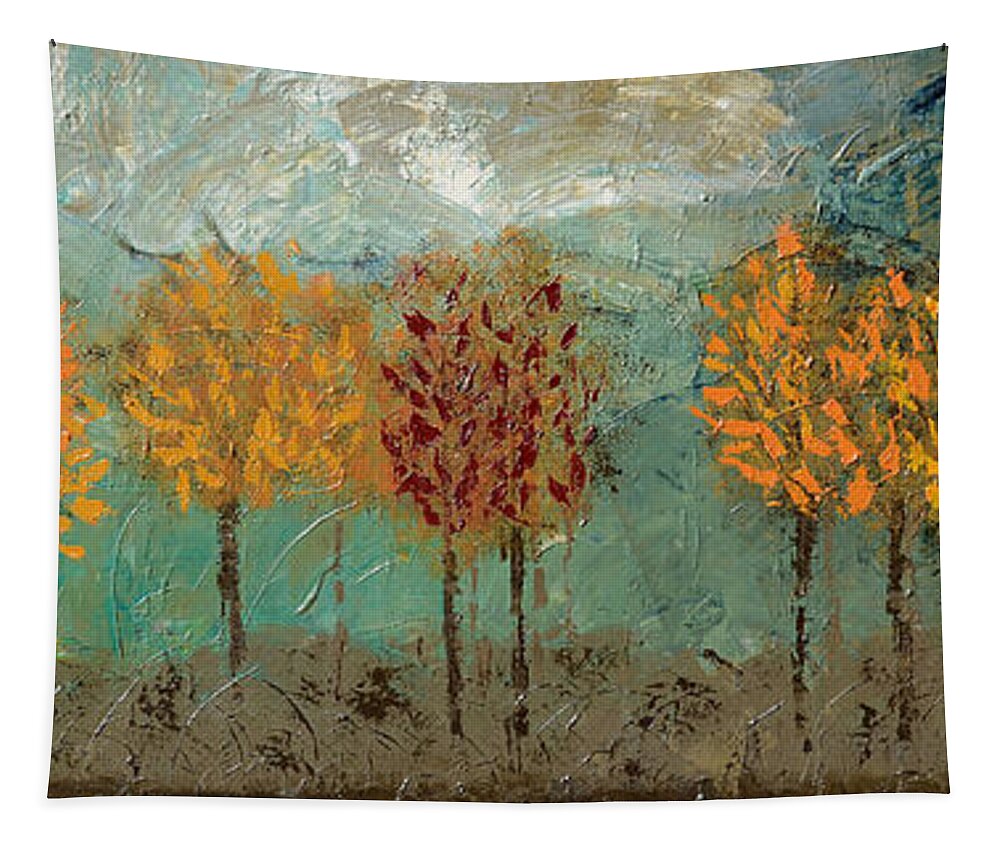 Trees Tapestry featuring the painting Edge of the Forest II by Linda Bailey