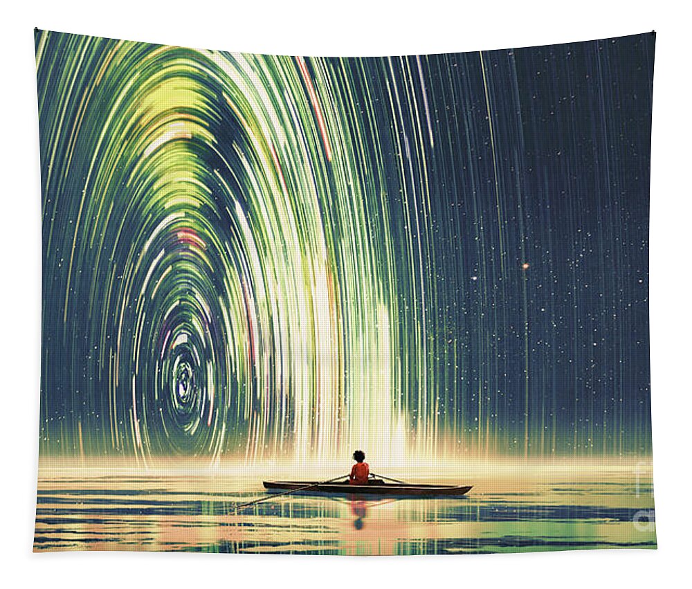 Illustration Tapestry featuring the painting Edge Of The World by Tithi Luadthong
