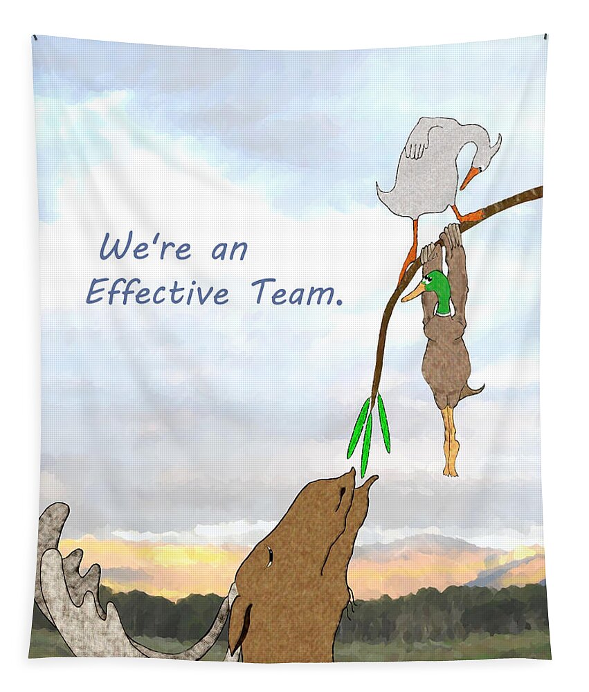 Nature Tapestry featuring the mixed media Effective Team by Judy Cuddehe