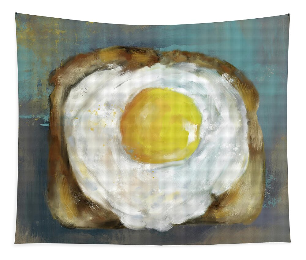 Egg Tapestry featuring the painting Egg On Toast by Jai Johnson