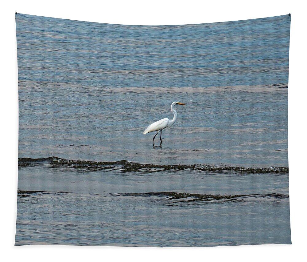 Bird Tapestry featuring the photograph Egret at Twilight by Leslie Struxness