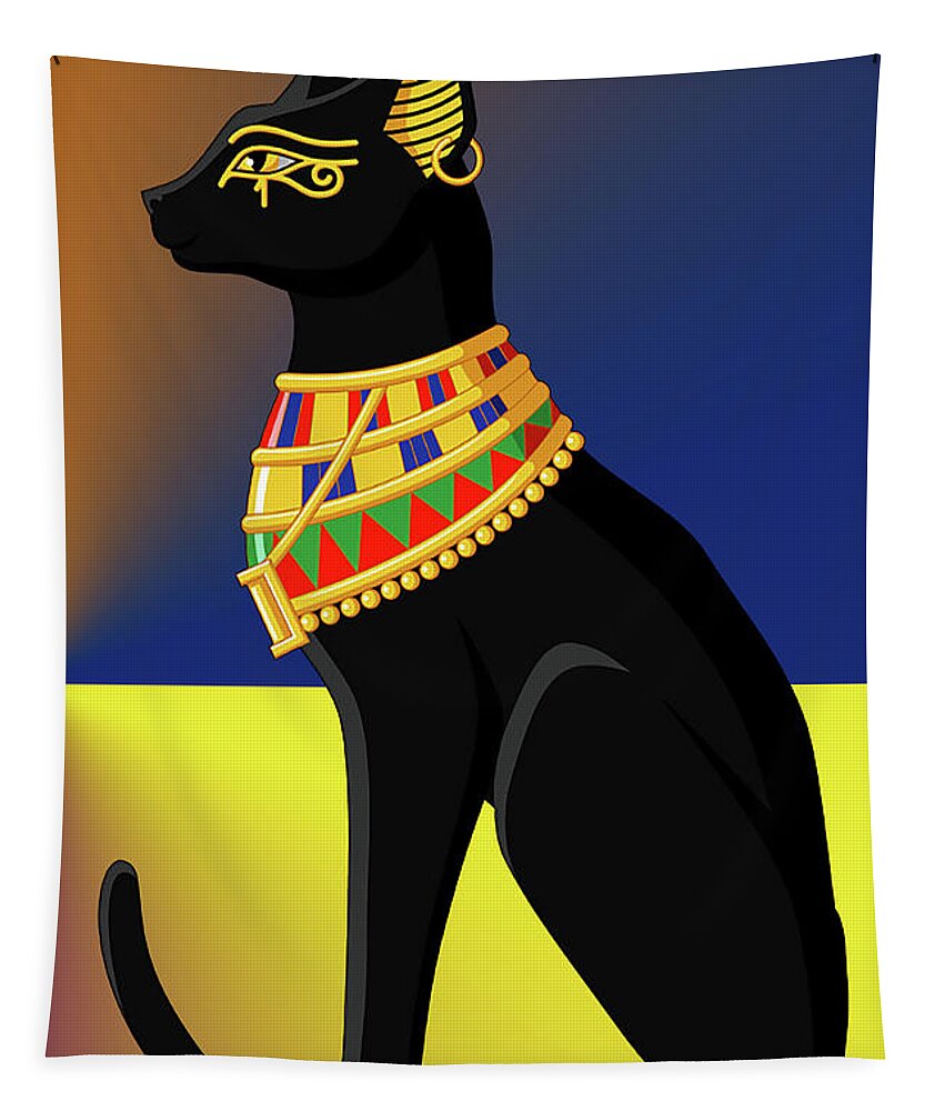 Staley Tapestry featuring the digital art Egyptian Cat 1 by Chuck Staley