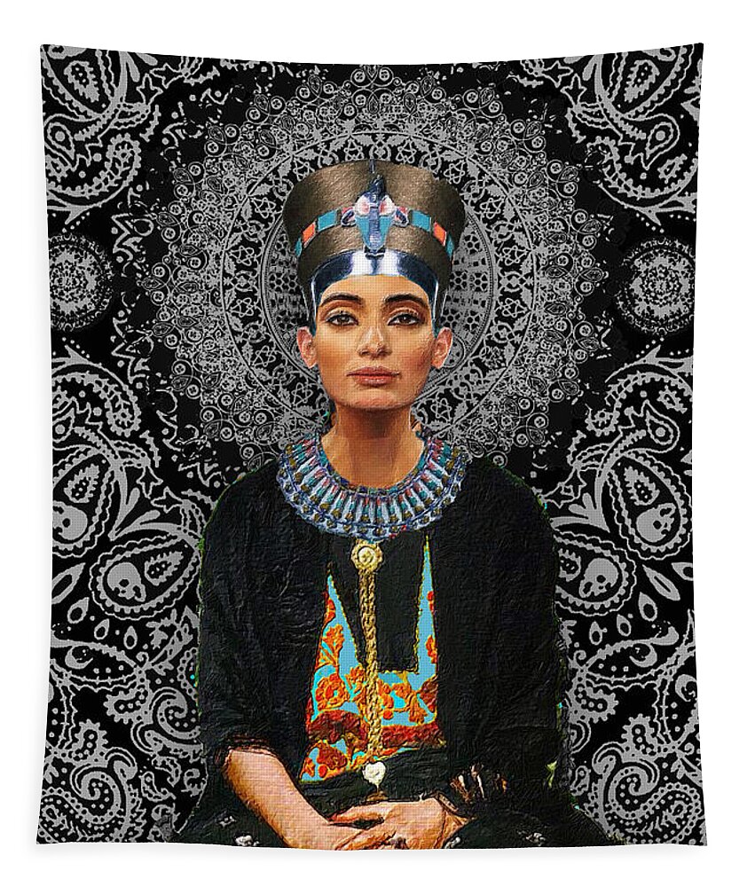 Egyptian Tapestry featuring the painting Egyptian Queen Nefertiti T-Shirt by Tony Rubino