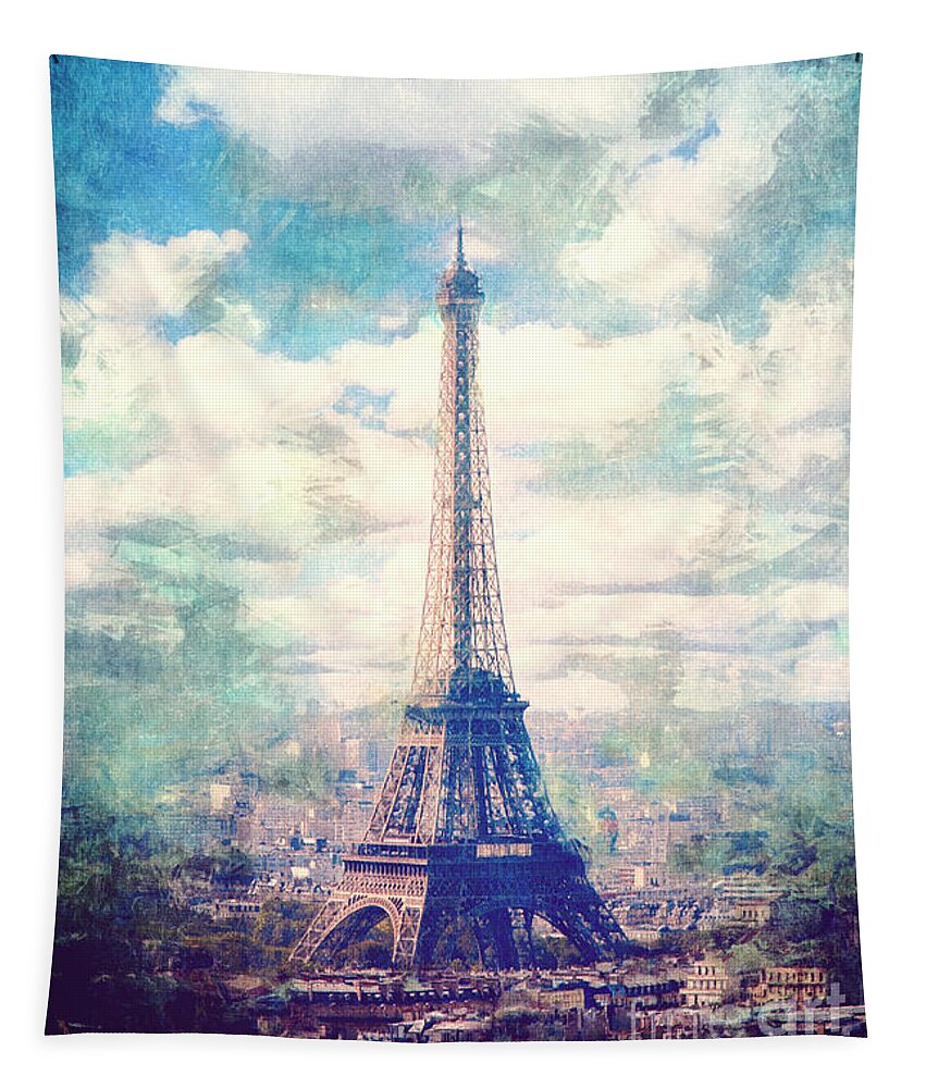 Eiffel Tower Tapestry featuring the digital art Eiffel Tower by Phil Perkins