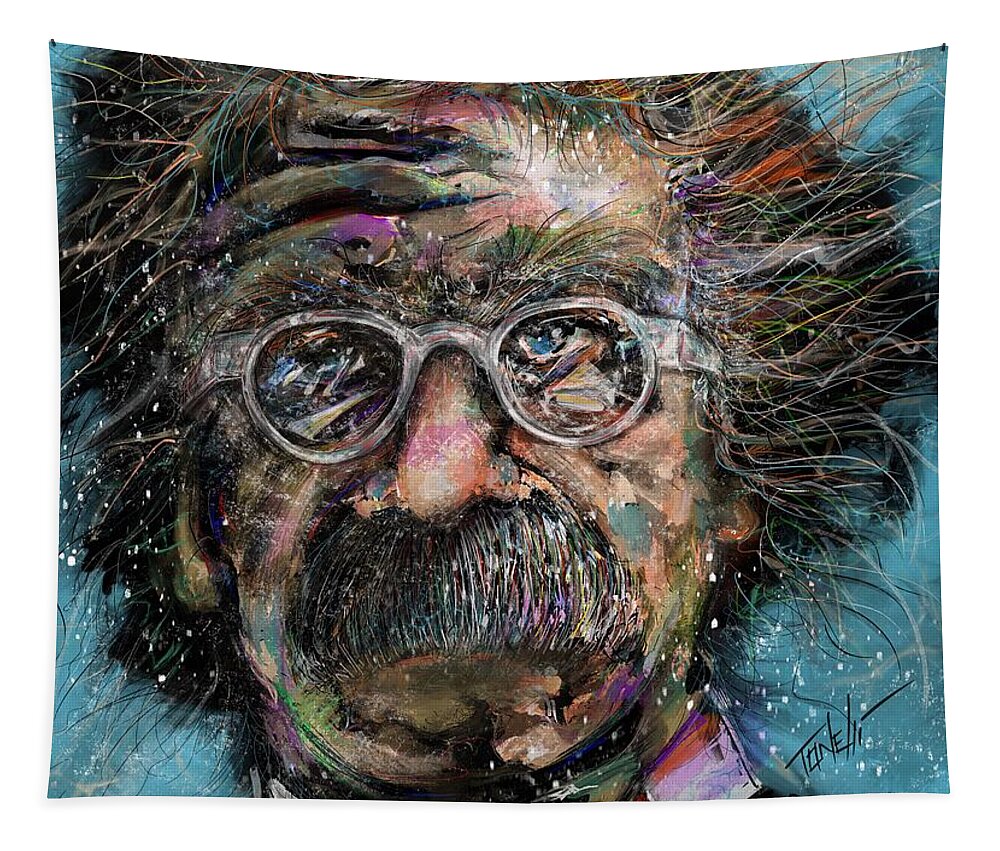 Einstein Tapestry featuring the mixed media Einstein-isum by Mark Tonelli
