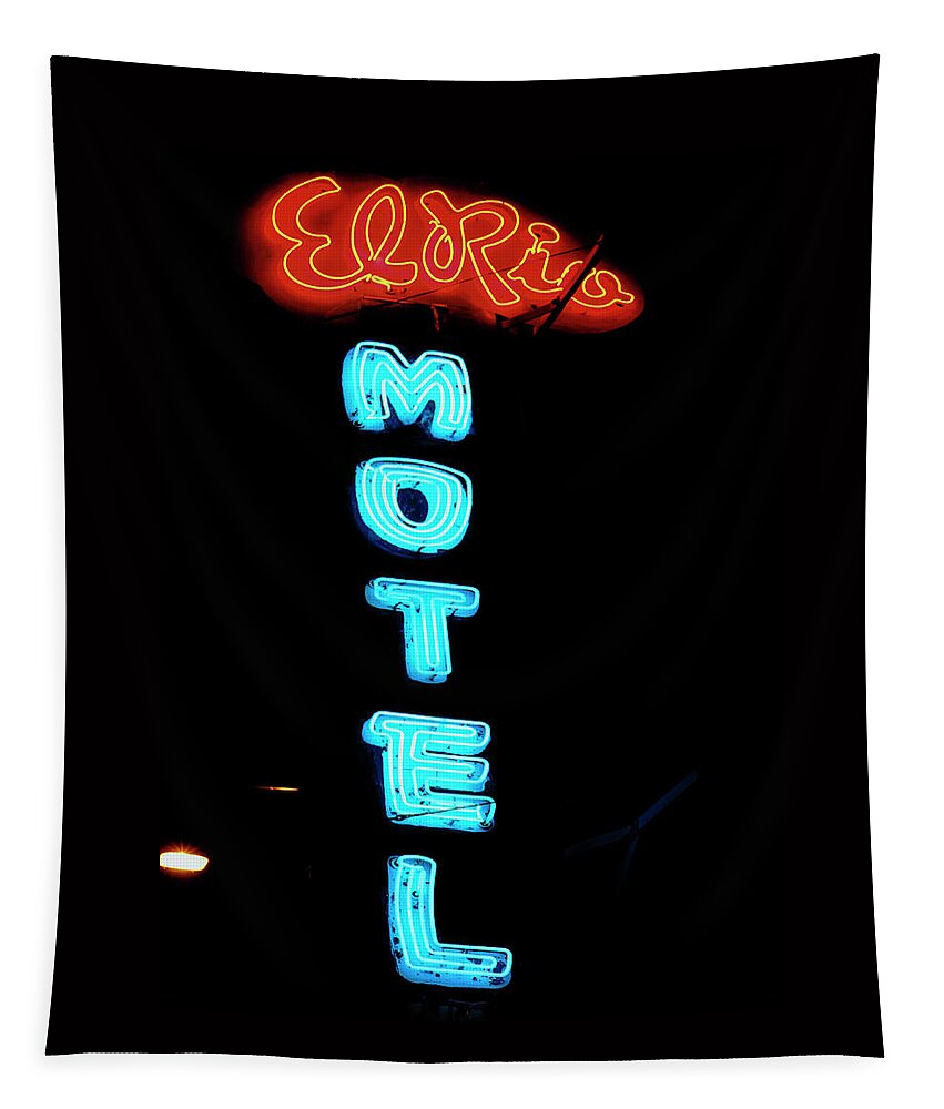 El Tapestry featuring the photograph El Rio Night Neon by Matthew Bamberg