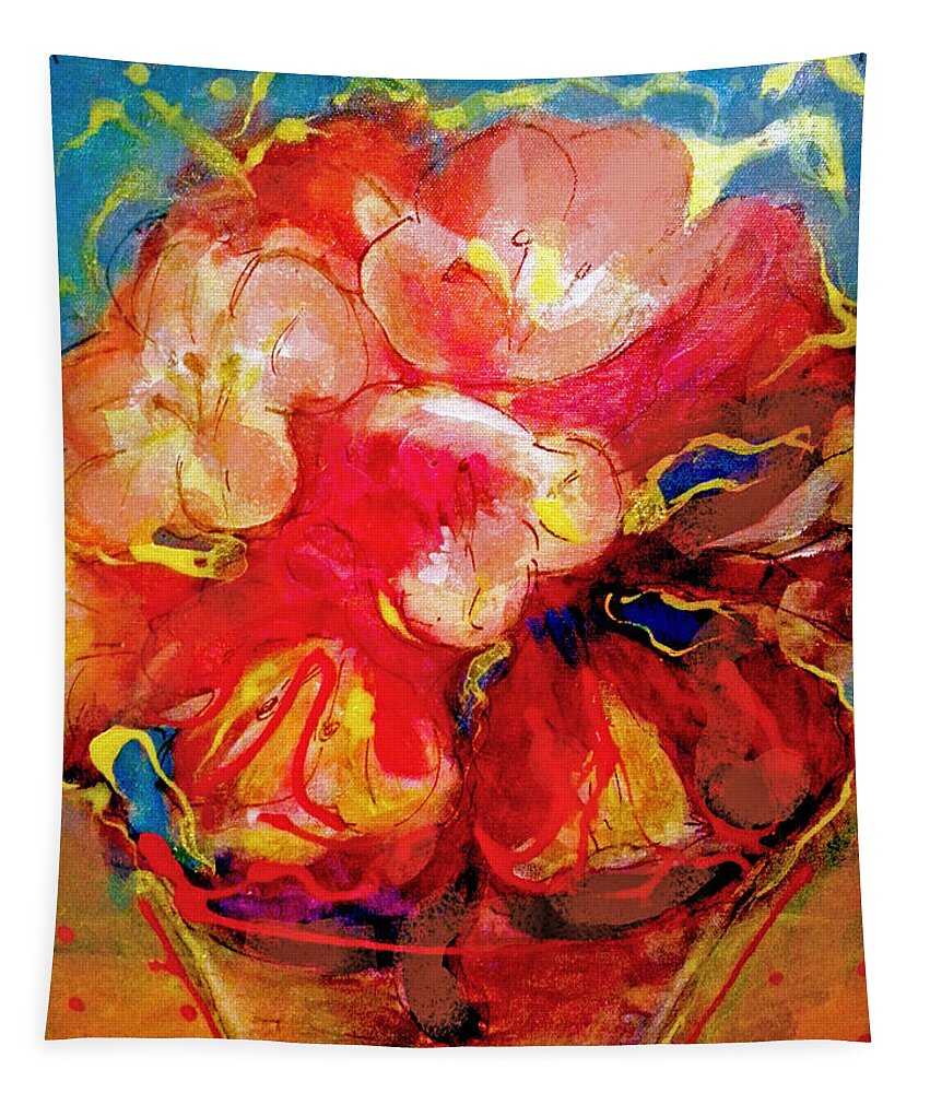 Electrify Tapestry featuring the painting Electrify Flower Vase by Rose Lewis