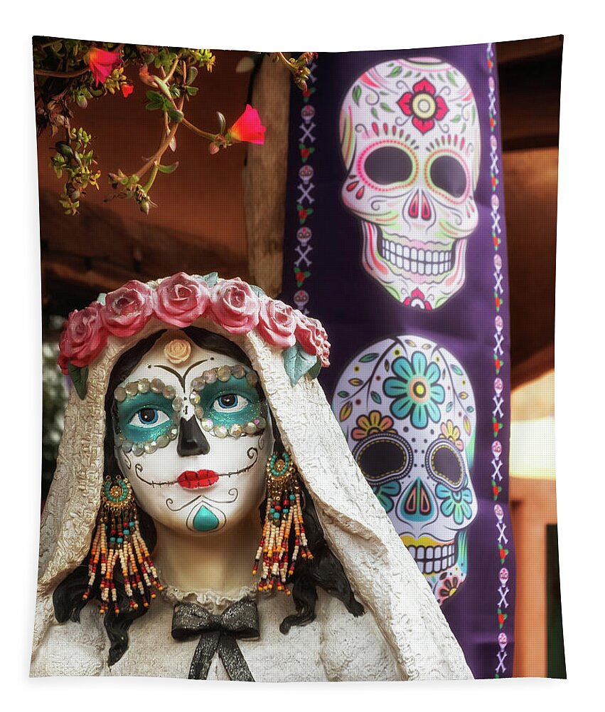 Elegant Skull Tapestry featuring the photograph Elegant Skull - Day of the Dead by Susan Rissi Tregoning
