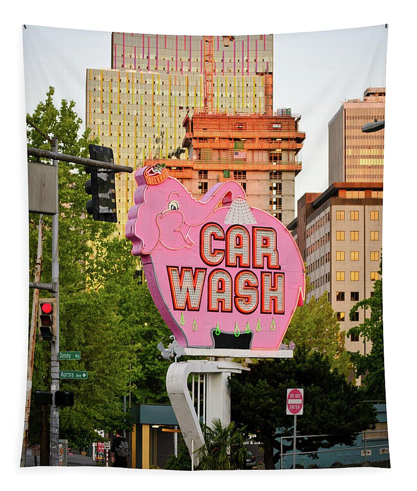 Washington Tapestry featuring the photograph Elephant Car Wash by Tara Krauss