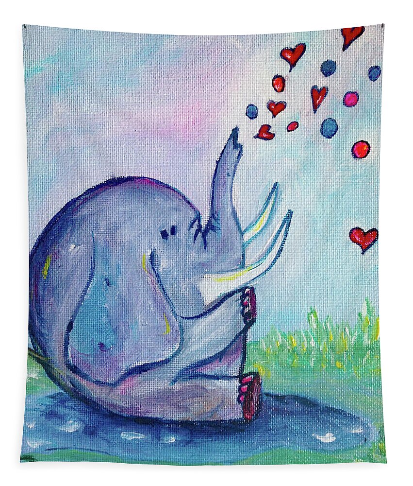 Elephant Tapestry featuring the painting Elephant Love by Roxy Rich