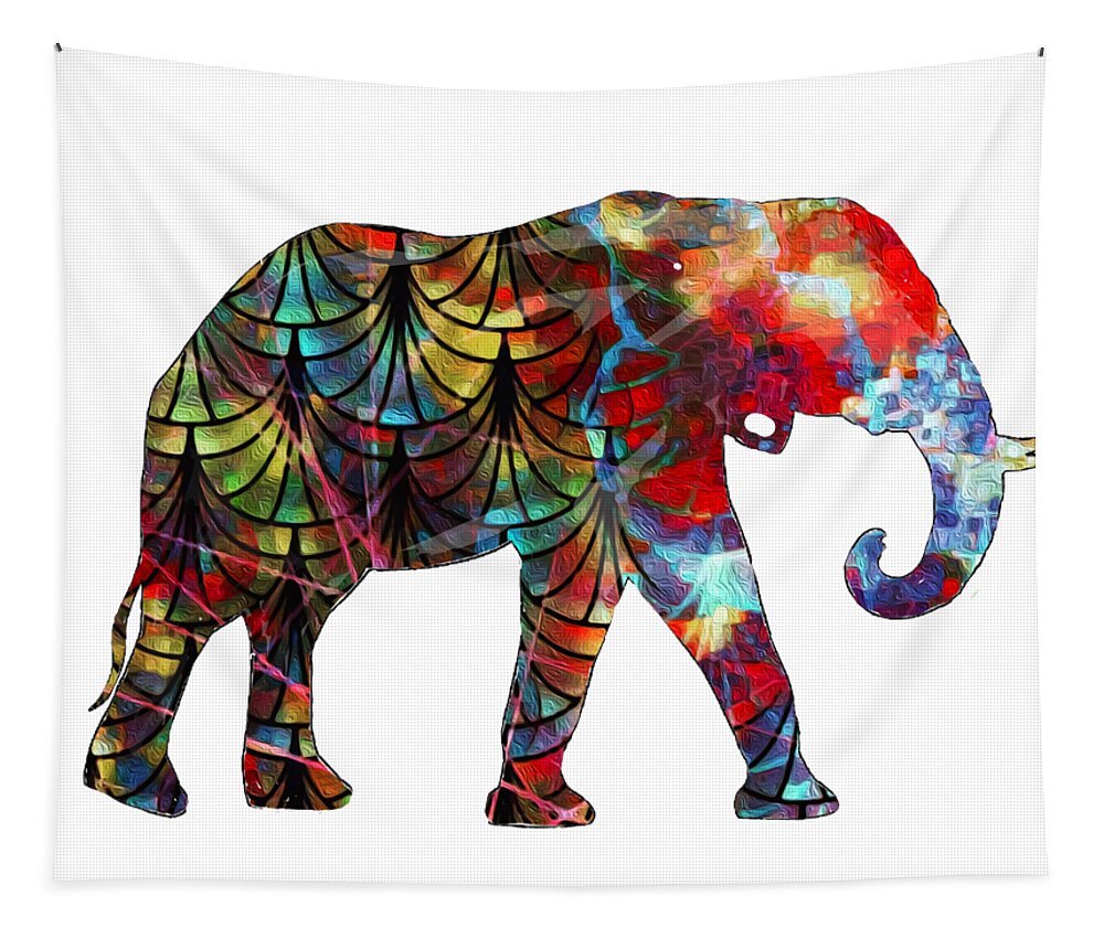 Elephant Tapestry featuring the digital art Elephant Silhouette 2 by Eileen Backman