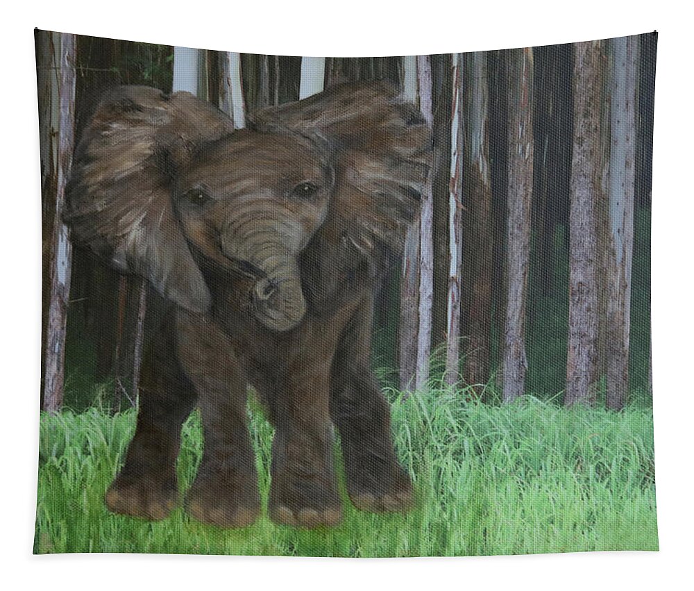 Art Tapestry featuring the painting Elephant by Tammy Pool