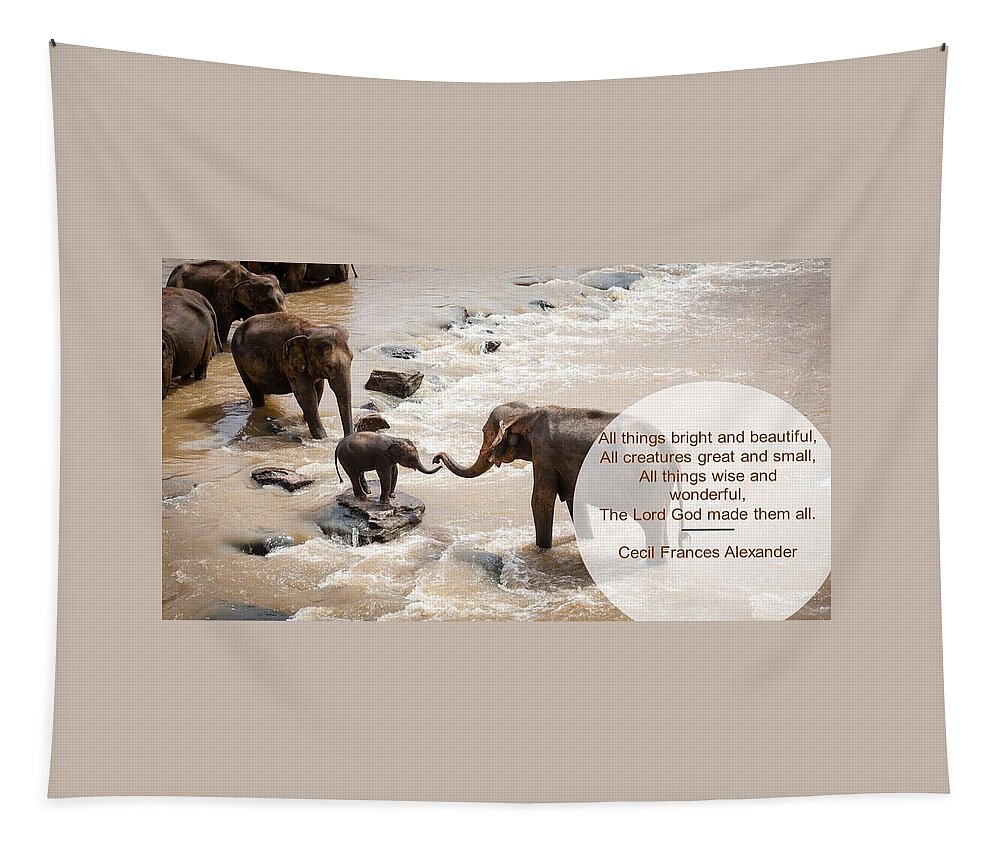 Elephants Tapestry featuring the photograph Elephants All Creatures Great and Small by Nancy Ayanna Wyatt