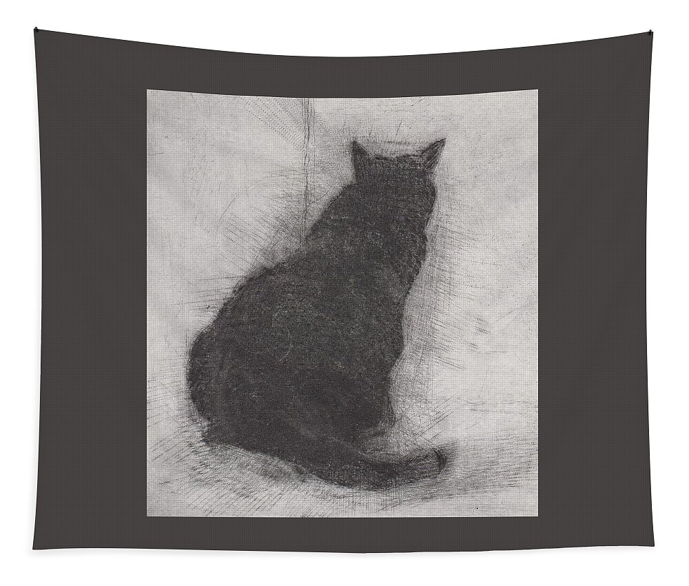 Cat Tapestry featuring the drawing Ellen Peabody Endicott - etching - cropped version by David Ladmore