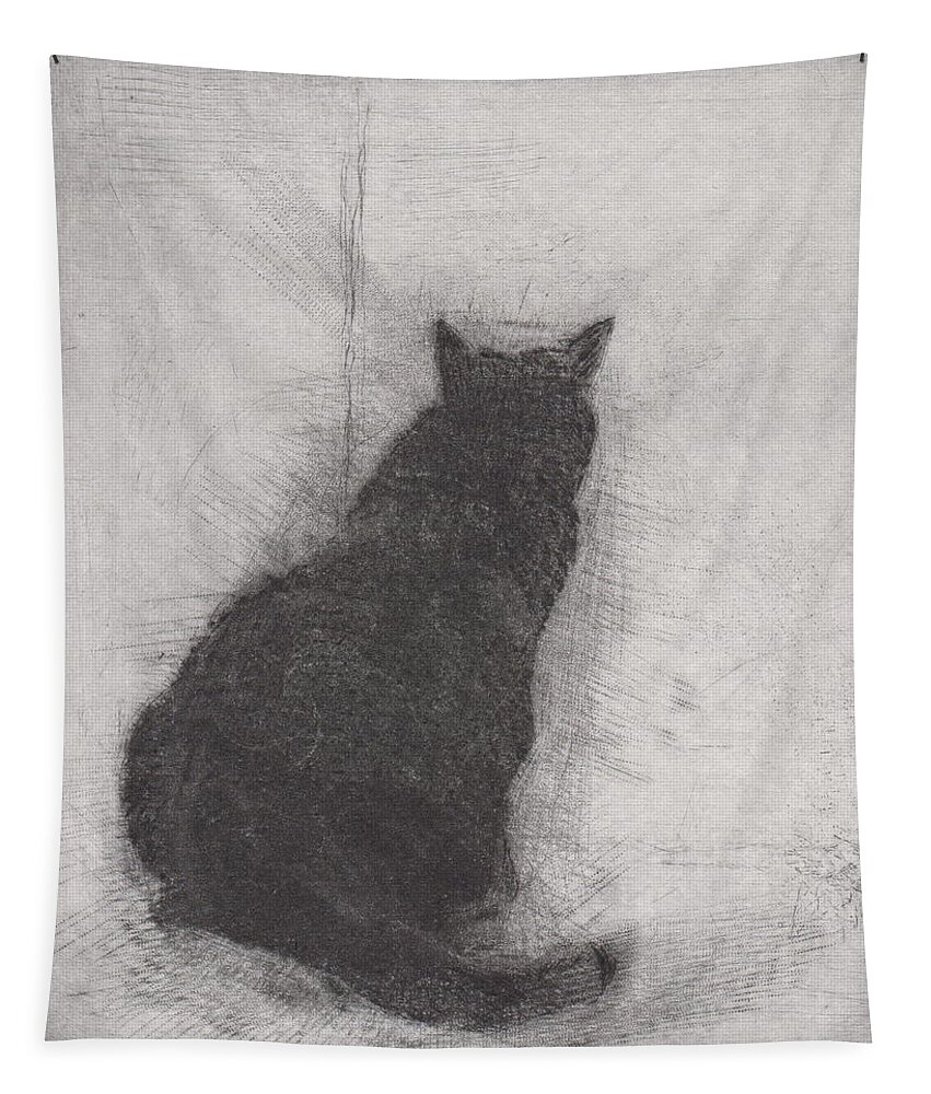 Cat Tapestry featuring the drawing Ellen Peabody Endicott - etching by David Ladmore