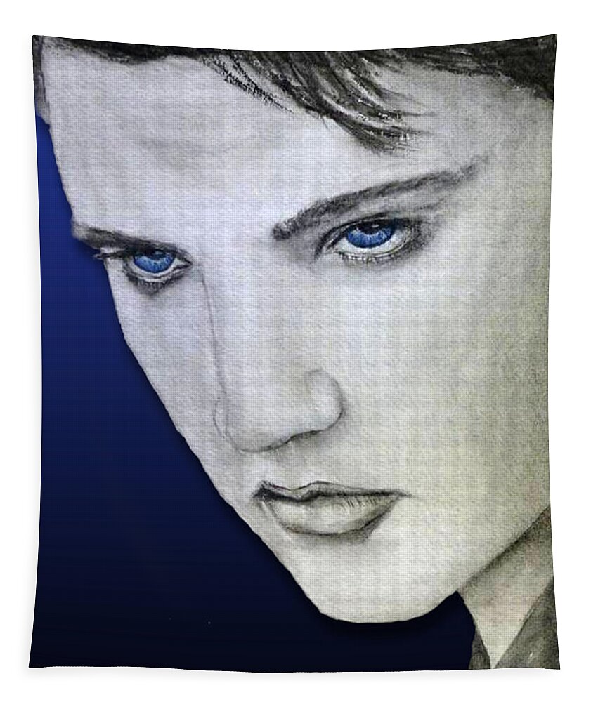 Elvis Tapestry featuring the mixed media Elvis Presley by Kelly Mills