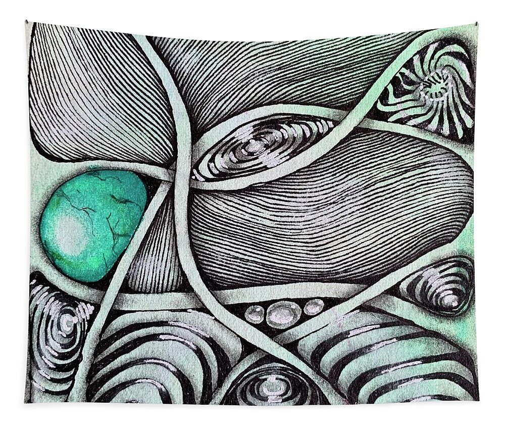 Emerald Tapestry featuring the mixed media Emerald Lineage by Brenna Woods