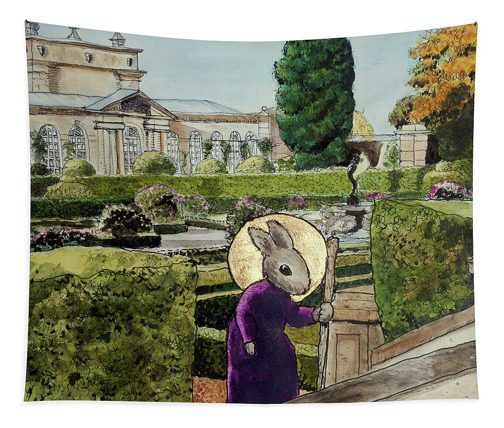 Mouse Tapestry featuring the painting Emerging from the Garden by Pauline Lim