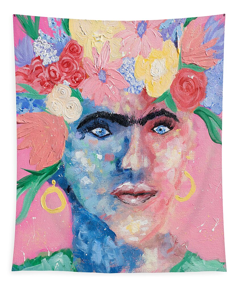 Frida Tapestry featuring the painting Emulating Frida by Bonny Puckett