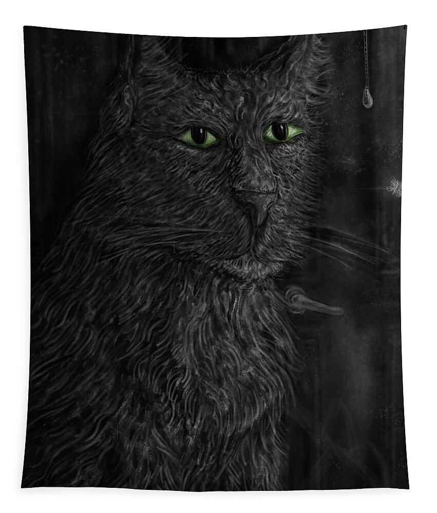 Cat Tapestry featuring the digital art Enchanted by Angela Weddle