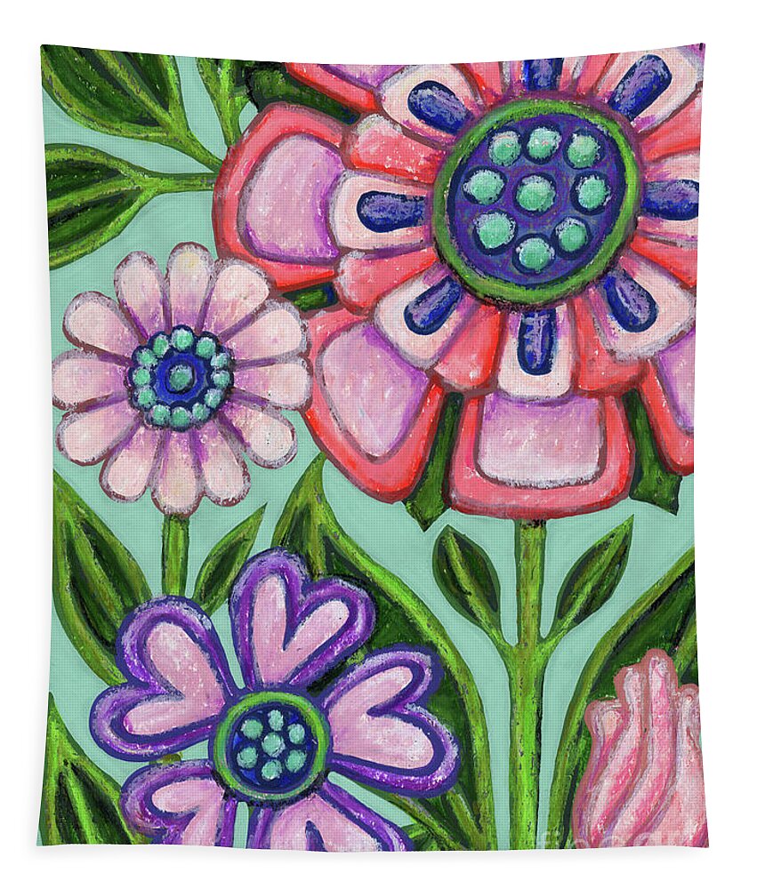 Flower Tapestry featuring the painting Enchantment. The Wildings. Floral Painting Series by Amy E Fraser