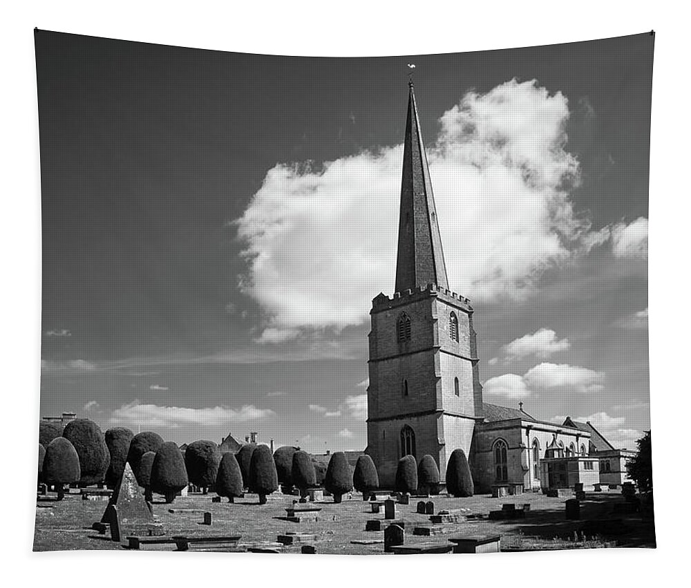 Britain Tapestry featuring the photograph England, Gloucestershire, the historic 'wool church' at Painswic by Seeables Visual Arts