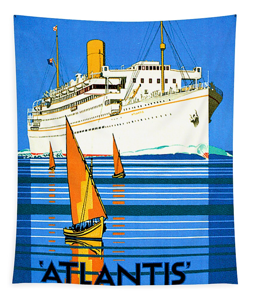 Art Deco Tapestry featuring the painting English Royal Mail Atlantis Ocean Liner by Unknown